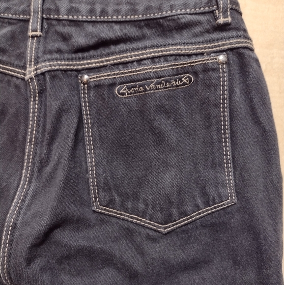 Vintage Gloria Vanderbilt High Rise Vintage 70's Black Gold Stitching Mom Jeans - Picture 13 of 15